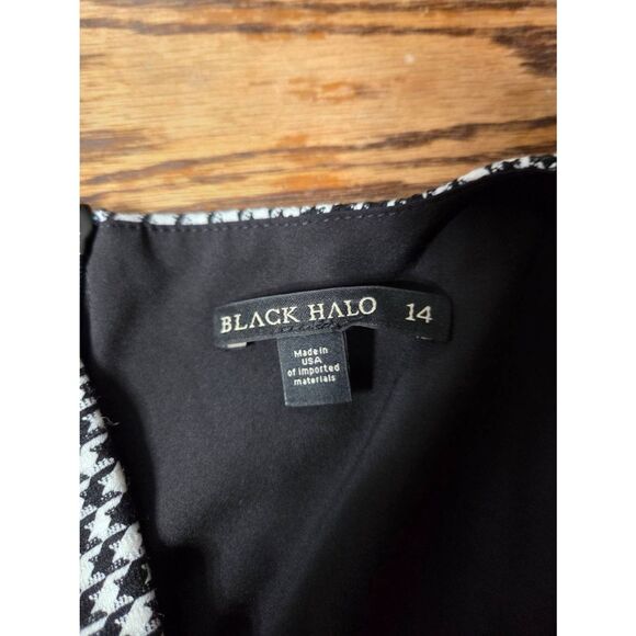 Black Halo By Laurel Berman Jackie O Sheath Dress BLACK WHITE COMBO sz 14 - Picture 3 of 5